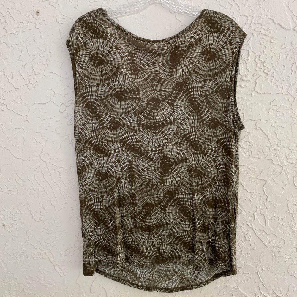 Michael Kors Tank Top Women XL Brown White Tie Dye Cowl Neck Sleeveless Rayon - Picture 4 of 7